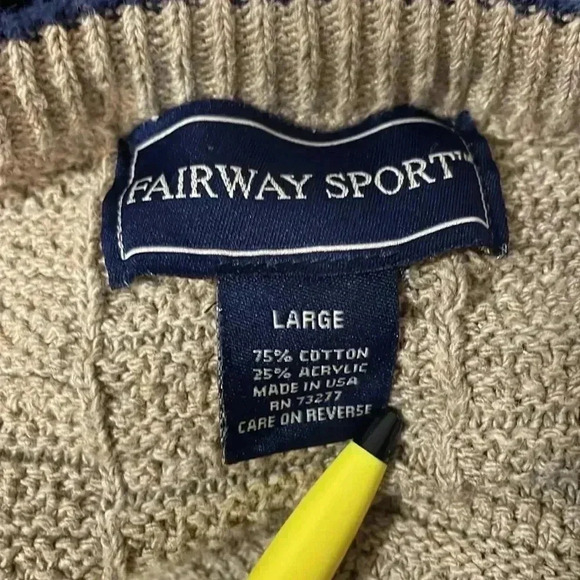 Fairway Sport Men’s Large Embroidered Textured Crewneck Long Sleeve Sweater - Picture 6 of 6